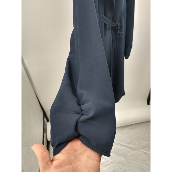 Lane Bryant Kimono Top Plus 26/28 Tie Front Long Sleeve Chiffon Duster Navy‎ NWT - Picture 6 of 10